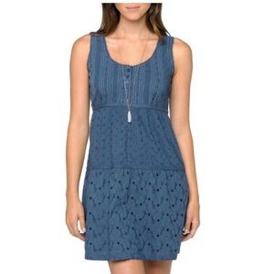 PRANA Kendall Blue eyelet sleeveless casual cotton dress women size Small
